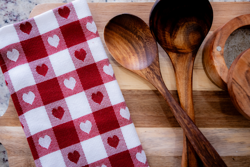 Red Heart checkered Tea Towel